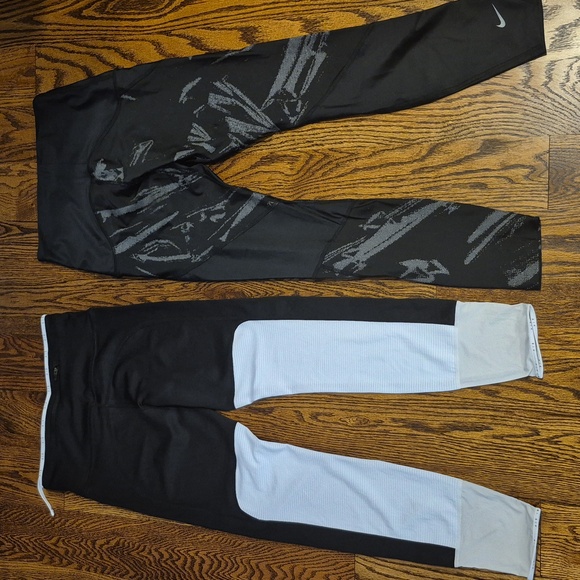 NWOTs 2 Women's NIKE Black/Black and Black/Gray Leggings - Picture 2 of 2